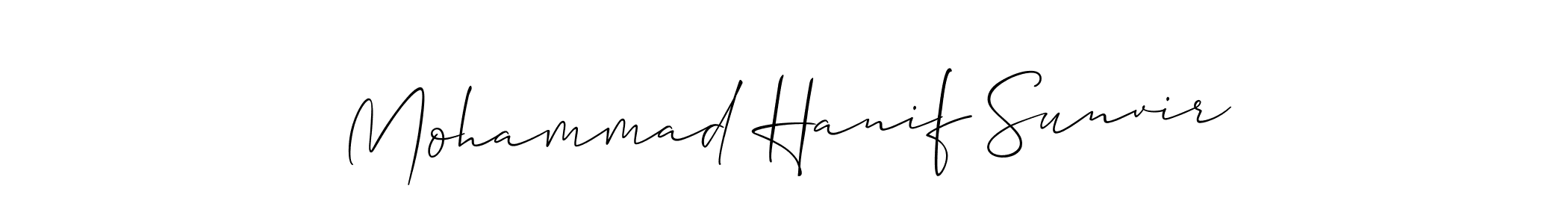 Allison_Script is a professional signature style that is perfect for those who want to add a touch of class to their signature. It is also a great choice for those who want to make their signature more unique. Get Mohammad Hanif Sunvir name to fancy signature for free. Mohammad Hanif Sunvir signature style 2 images and pictures png