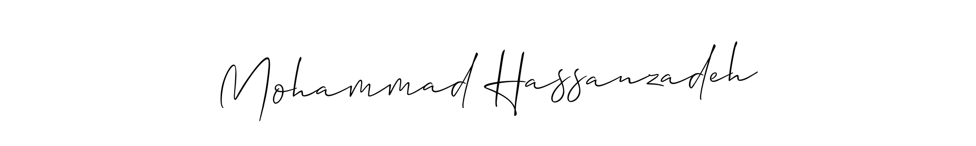 The best way (Allison_Script) to make a short signature is to pick only two or three words in your name. The name Mohammad Hassanzadeh include a total of six letters. For converting this name. Mohammad Hassanzadeh signature style 2 images and pictures png