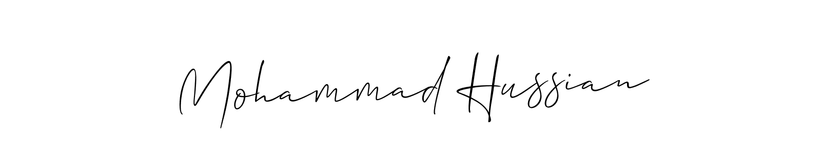 Create a beautiful signature design for name Mohammad Hussian. With this signature (Allison_Script) fonts, you can make a handwritten signature for free. Mohammad Hussian signature style 2 images and pictures png