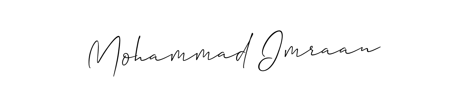 The best way (Allison_Script) to make a short signature is to pick only two or three words in your name. The name Mohammad Imraan include a total of six letters. For converting this name. Mohammad Imraan signature style 2 images and pictures png