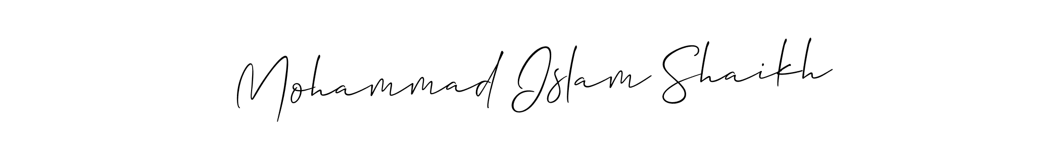 How to make Mohammad Islam Shaikh name signature. Use Allison_Script style for creating short signs online. This is the latest handwritten sign. Mohammad Islam Shaikh signature style 2 images and pictures png