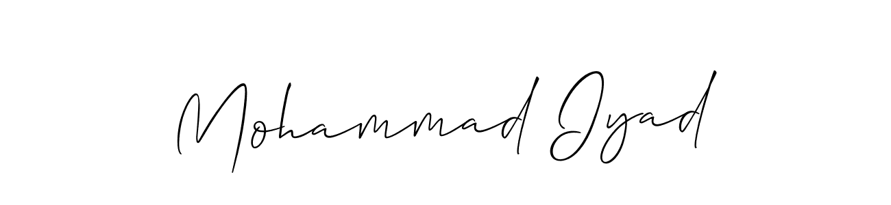 This is the best signature style for the Mohammad Iyad name. Also you like these signature font (Allison_Script). Mix name signature. Mohammad Iyad signature style 2 images and pictures png