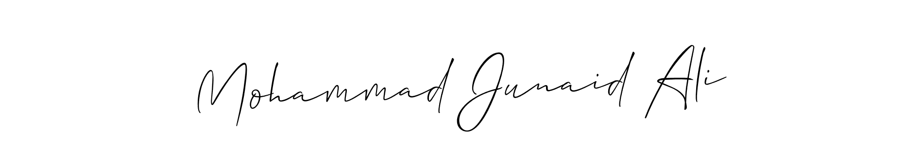 The best way (Allison_Script) to make a short signature is to pick only two or three words in your name. The name Mohammad Junaid Ali include a total of six letters. For converting this name. Mohammad Junaid Ali signature style 2 images and pictures png