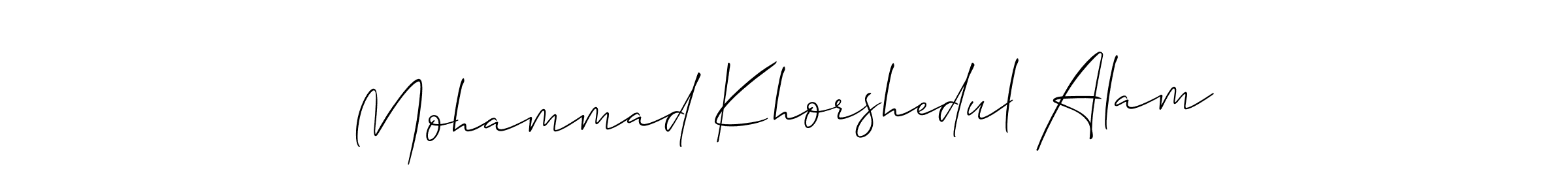 Make a short Mohammad Khorshedul Alam signature style. Manage your documents anywhere anytime using Allison_Script. Create and add eSignatures, submit forms, share and send files easily. Mohammad Khorshedul Alam signature style 2 images and pictures png