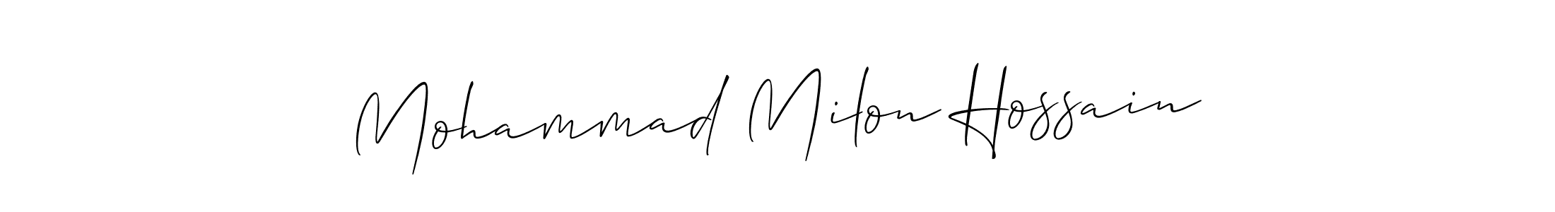 if you are searching for the best signature style for your name Mohammad Milon Hossain. so please give up your signature search. here we have designed multiple signature styles  using Allison_Script. Mohammad Milon Hossain signature style 2 images and pictures png
