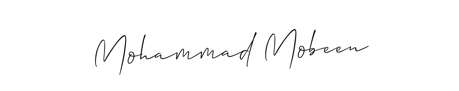 The best way (Allison_Script) to make a short signature is to pick only two or three words in your name. The name Mohammad Mobeen include a total of six letters. For converting this name. Mohammad Mobeen signature style 2 images and pictures png