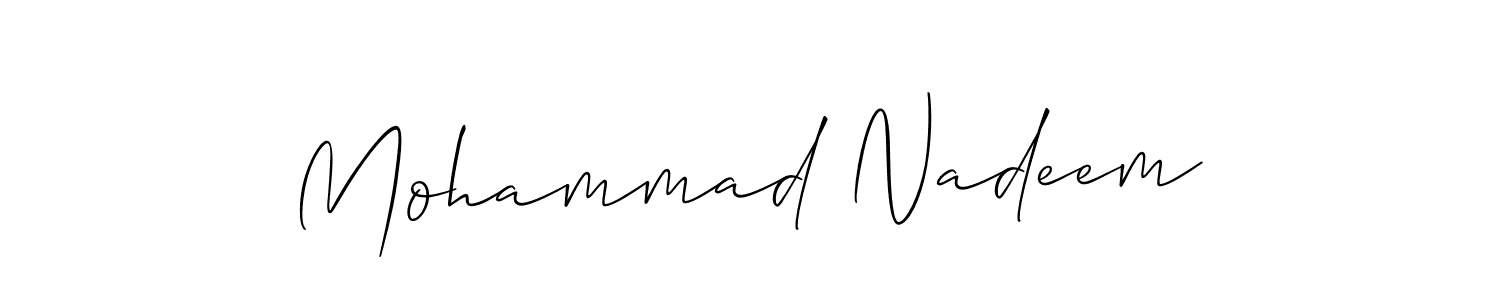 Make a short Mohammad Nadeem signature style. Manage your documents anywhere anytime using Allison_Script. Create and add eSignatures, submit forms, share and send files easily. Mohammad Nadeem signature style 2 images and pictures png