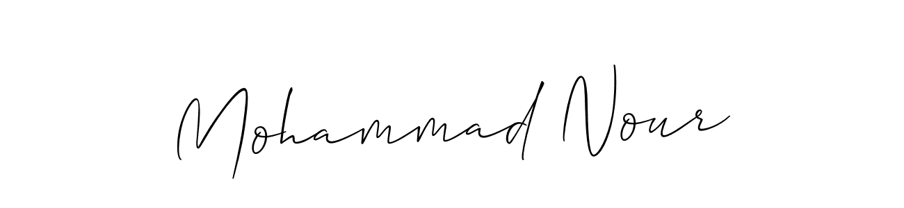The best way (Allison_Script) to make a short signature is to pick only two or three words in your name. The name Mohammad Nour include a total of six letters. For converting this name. Mohammad Nour signature style 2 images and pictures png