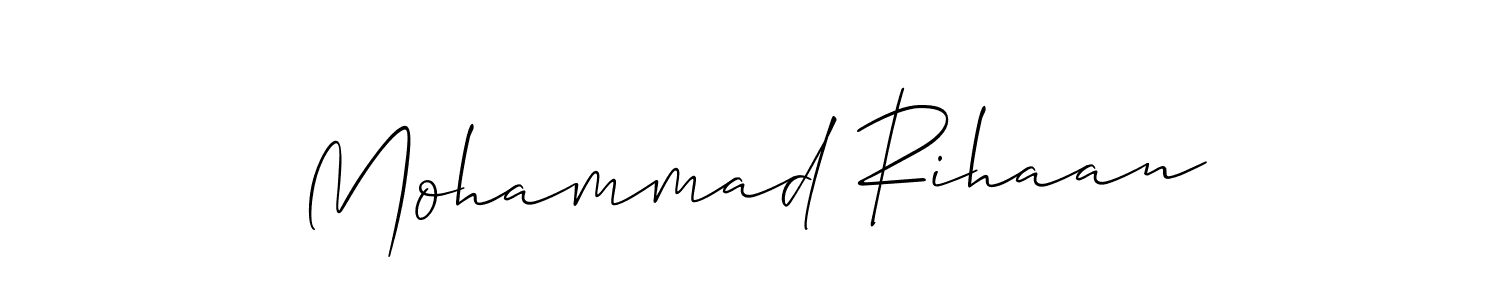 Make a short Mohammad Rihaan signature style. Manage your documents anywhere anytime using Allison_Script. Create and add eSignatures, submit forms, share and send files easily. Mohammad Rihaan signature style 2 images and pictures png