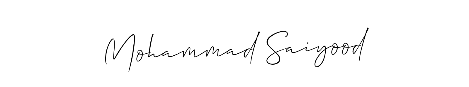 The best way (Allison_Script) to make a short signature is to pick only two or three words in your name. The name Mohammad Saiyood include a total of six letters. For converting this name. Mohammad Saiyood signature style 2 images and pictures png