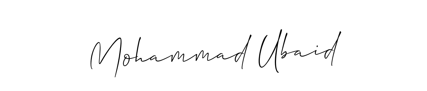 Also You can easily find your signature by using the search form. We will create Mohammad Ubaid name handwritten signature images for you free of cost using Allison_Script sign style. Mohammad Ubaid signature style 2 images and pictures png
