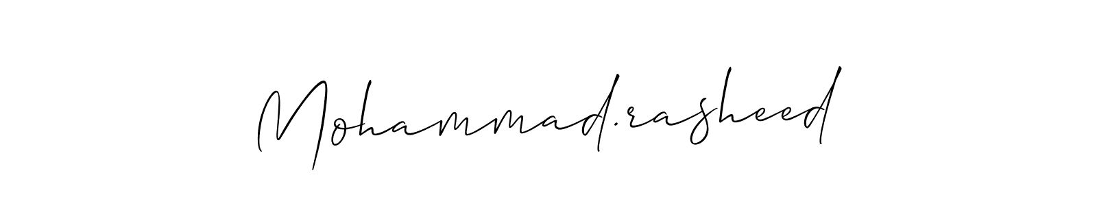 The best way (Allison_Script) to make a short signature is to pick only two or three words in your name. The name Mohammad.rasheed include a total of six letters. For converting this name. Mohammad.rasheed signature style 2 images and pictures png