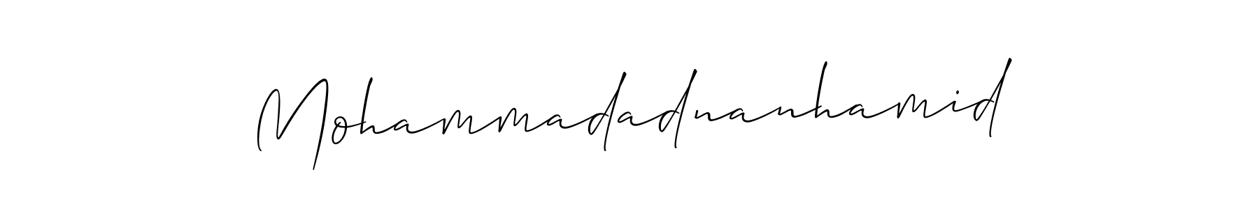 Allison_Script is a professional signature style that is perfect for those who want to add a touch of class to their signature. It is also a great choice for those who want to make their signature more unique. Get Mohammadadnanhamid name to fancy signature for free. Mohammadadnanhamid signature style 2 images and pictures png