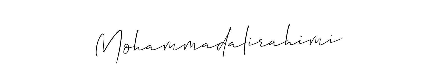 Also You can easily find your signature by using the search form. We will create Mohammadalirahimi name handwritten signature images for you free of cost using Allison_Script sign style. Mohammadalirahimi signature style 2 images and pictures png