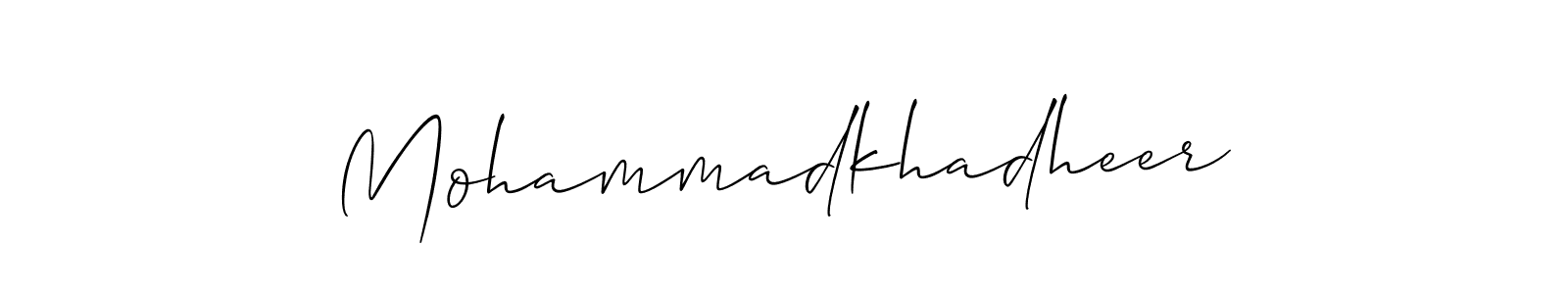 How to make Mohammadkhadheer name signature. Use Allison_Script style for creating short signs online. This is the latest handwritten sign. Mohammadkhadheer signature style 2 images and pictures png