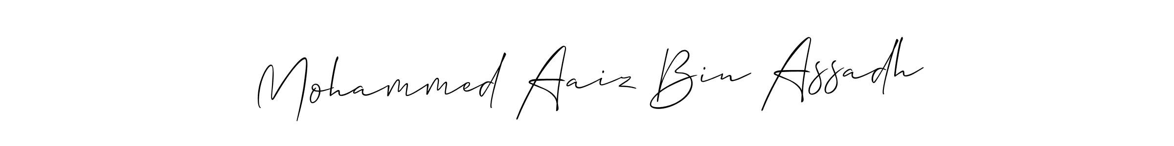 You should practise on your own different ways (Allison_Script) to write your name (Mohammed Aaiz Bin Assadh) in signature. don't let someone else do it for you. Mohammed Aaiz Bin Assadh signature style 2 images and pictures png
