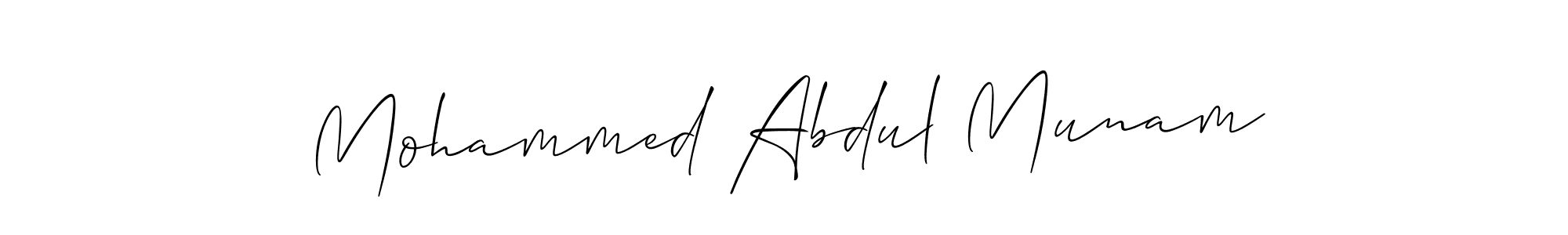 Make a short Mohammed Abdul Munam signature style. Manage your documents anywhere anytime using Allison_Script. Create and add eSignatures, submit forms, share and send files easily. Mohammed Abdul Munam signature style 2 images and pictures png