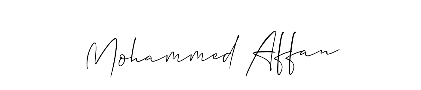 Make a short Mohammed Affan signature style. Manage your documents anywhere anytime using Allison_Script. Create and add eSignatures, submit forms, share and send files easily. Mohammed Affan signature style 2 images and pictures png