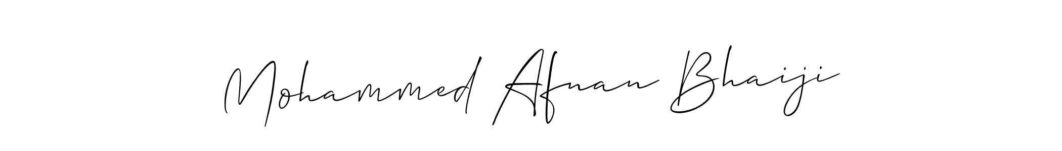 Make a beautiful signature design for name Mohammed Afnan Bhaiji. With this signature (Allison_Script) style, you can create a handwritten signature for free. Mohammed Afnan Bhaiji signature style 2 images and pictures png