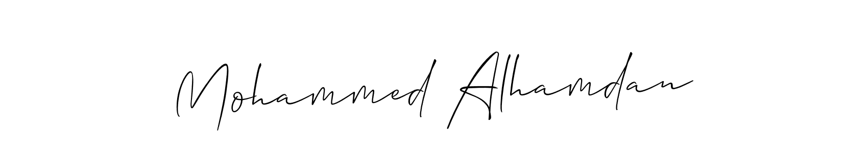 Make a beautiful signature design for name Mohammed Alhamdan. With this signature (Allison_Script) style, you can create a handwritten signature for free. Mohammed Alhamdan signature style 2 images and pictures png