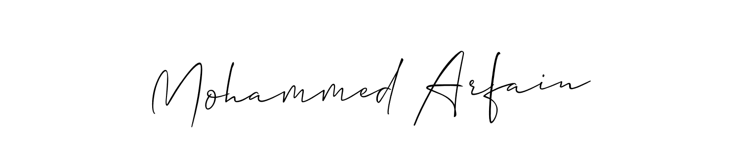 Make a beautiful signature design for name Mohammed Arfain. With this signature (Allison_Script) style, you can create a handwritten signature for free. Mohammed Arfain signature style 2 images and pictures png