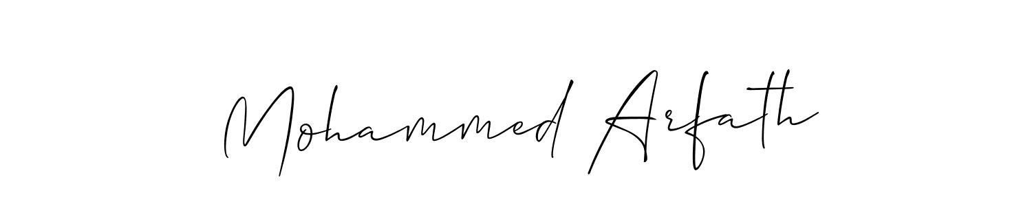 Create a beautiful signature design for name Mohammed Arfath. With this signature (Allison_Script) fonts, you can make a handwritten signature for free. Mohammed Arfath signature style 2 images and pictures png