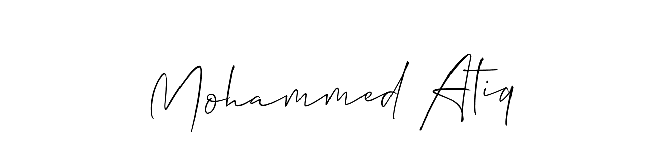 Create a beautiful signature design for name Mohammed Atiq. With this signature (Allison_Script) fonts, you can make a handwritten signature for free. Mohammed Atiq signature style 2 images and pictures png