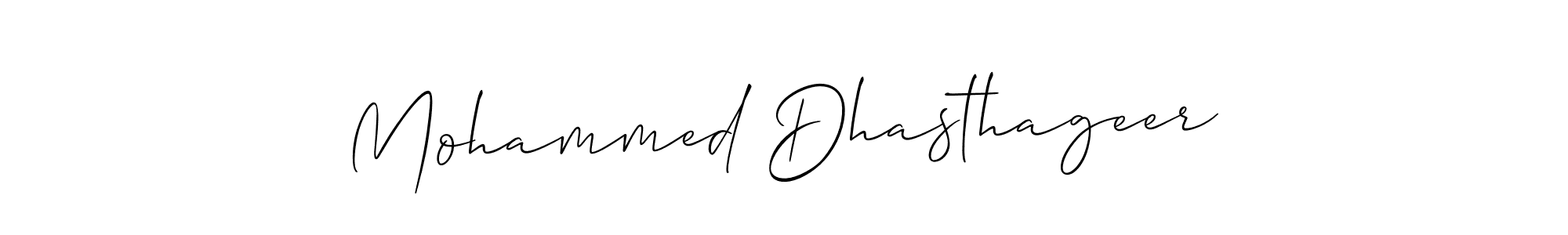 Create a beautiful signature design for name Mohammed Dhasthageer. With this signature (Allison_Script) fonts, you can make a handwritten signature for free. Mohammed Dhasthageer signature style 2 images and pictures png