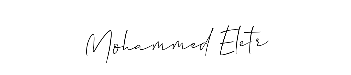 Use a signature maker to create a handwritten signature online. With this signature software, you can design (Allison_Script) your own signature for name Mohammed Eletr. Mohammed Eletr signature style 2 images and pictures png