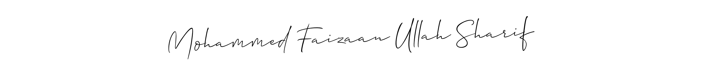 It looks lik you need a new signature style for name Mohammed Faizaan Ullah Sharif. Design unique handwritten (Allison_Script) signature with our free signature maker in just a few clicks. Mohammed Faizaan Ullah Sharif signature style 2 images and pictures png