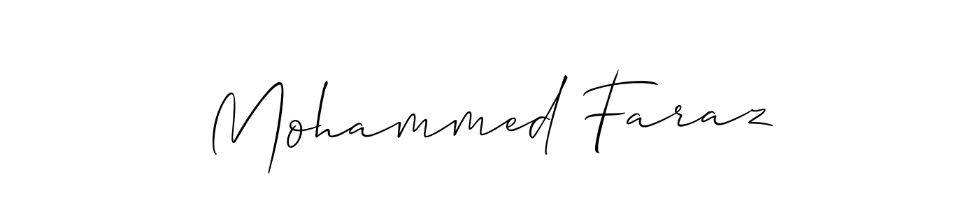 Make a short Mohammed Faraz signature style. Manage your documents anywhere anytime using Allison_Script. Create and add eSignatures, submit forms, share and send files easily. Mohammed Faraz signature style 2 images and pictures png