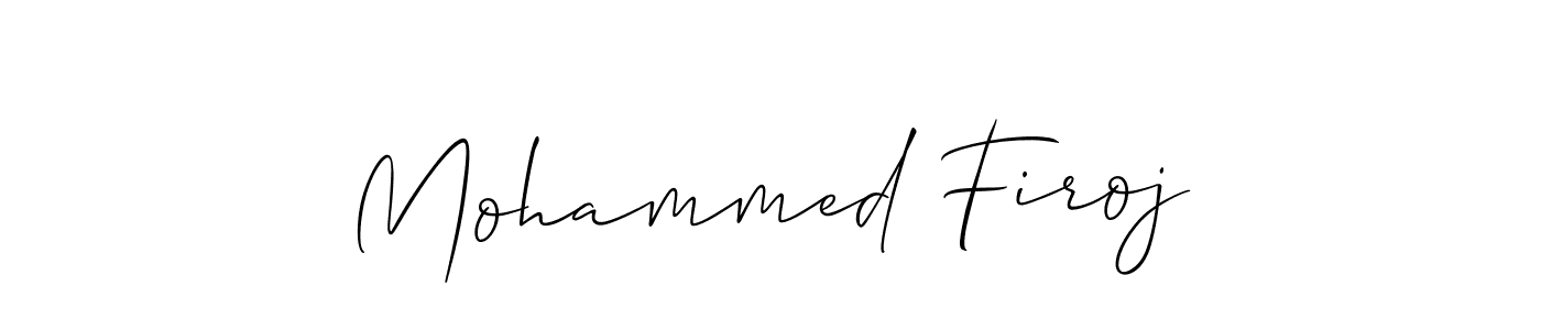 The best way (Allison_Script) to make a short signature is to pick only two or three words in your name. The name Mohammed Firoj include a total of six letters. For converting this name. Mohammed Firoj signature style 2 images and pictures png