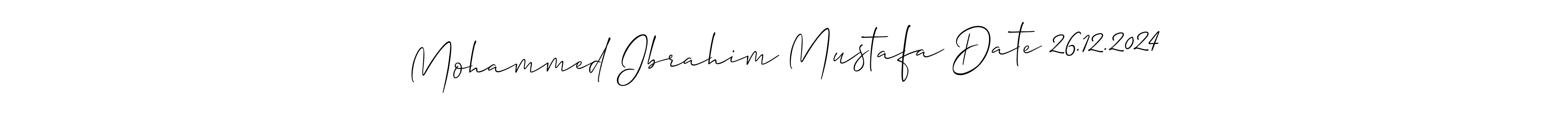 The best way (Allison_Script) to make a short signature is to pick only two or three words in your name. The name Mohammed Ibrahim Mustafa Date 26.12.2024 include a total of six letters. For converting this name. Mohammed Ibrahim Mustafa Date 26.12.2024 signature style 2 images and pictures png