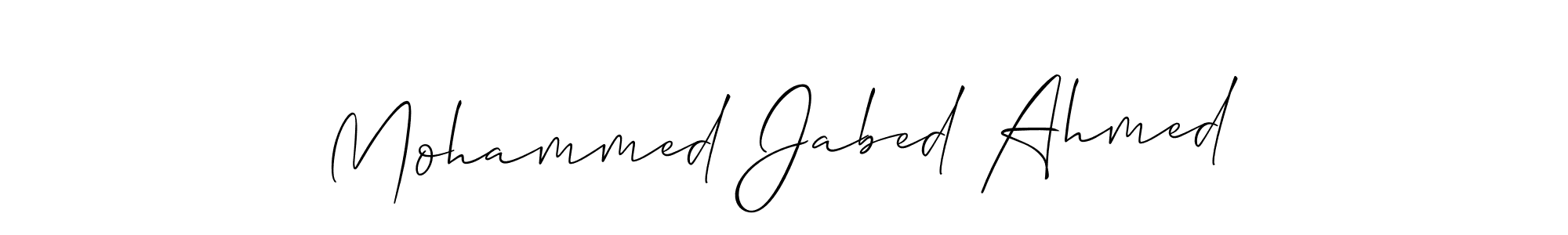 Allison_Script is a professional signature style that is perfect for those who want to add a touch of class to their signature. It is also a great choice for those who want to make their signature more unique. Get Mohammed Jabed Ahmed name to fancy signature for free. Mohammed Jabed Ahmed signature style 2 images and pictures png