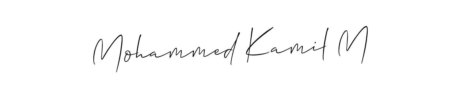 It looks lik you need a new signature style for name Mohammed Kamil M. Design unique handwritten (Allison_Script) signature with our free signature maker in just a few clicks. Mohammed Kamil M signature style 2 images and pictures png