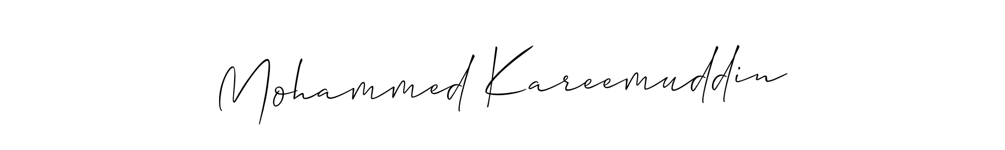 You should practise on your own different ways (Allison_Script) to write your name (Mohammed Kareemuddin) in signature. don't let someone else do it for you. Mohammed Kareemuddin signature style 2 images and pictures png