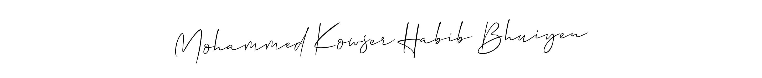 Make a beautiful signature design for name Mohammed Kowser Habib Bhuiyen. With this signature (Allison_Script) style, you can create a handwritten signature for free. Mohammed Kowser Habib Bhuiyen signature style 2 images and pictures png
