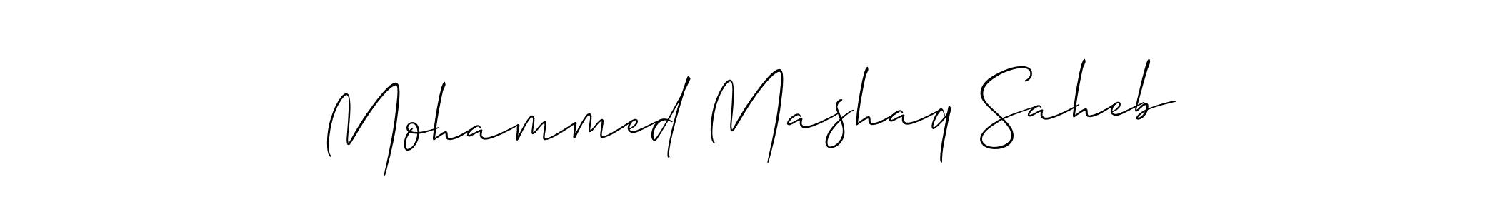 Create a beautiful signature design for name Mohammed Mashaq Saheb. With this signature (Allison_Script) fonts, you can make a handwritten signature for free. Mohammed Mashaq Saheb signature style 2 images and pictures png