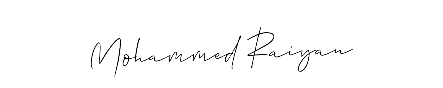 The best way (Allison_Script) to make a short signature is to pick only two or three words in your name. The name Mohammed Raiyan include a total of six letters. For converting this name. Mohammed Raiyan signature style 2 images and pictures png