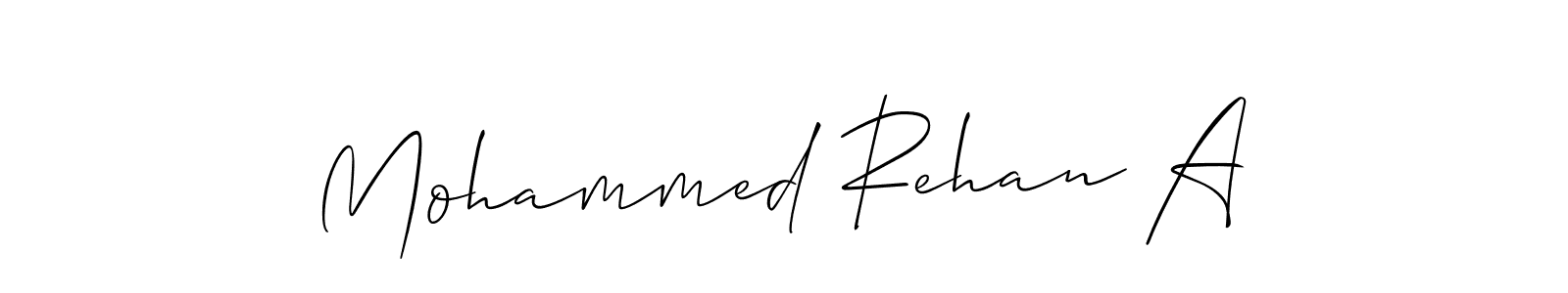 How to make Mohammed Rehan A signature? Allison_Script is a professional autograph style. Create handwritten signature for Mohammed Rehan A name. Mohammed Rehan A signature style 2 images and pictures png