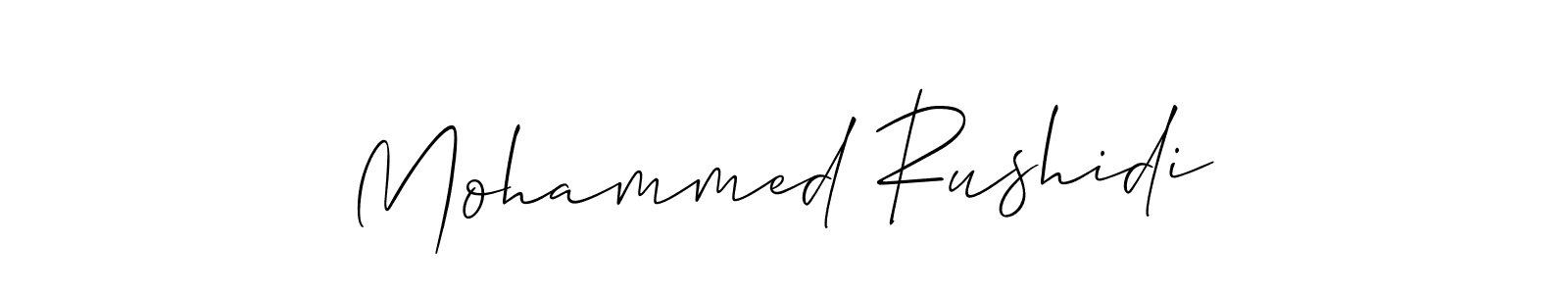 You should practise on your own different ways (Allison_Script) to write your name (Mohammed Rushidi) in signature. don't let someone else do it for you. Mohammed Rushidi signature style 2 images and pictures png