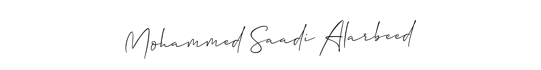 The best way (Allison_Script) to make a short signature is to pick only two or three words in your name. The name Mohammed Saadi Alarbeed include a total of six letters. For converting this name. Mohammed Saadi Alarbeed signature style 2 images and pictures png