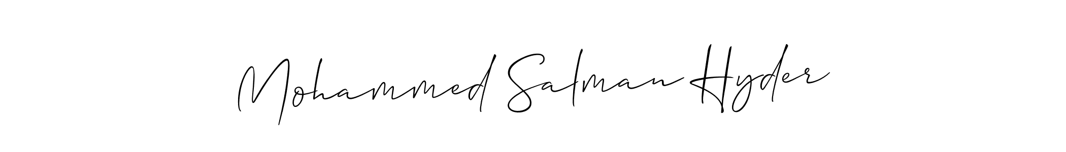 Use a signature maker to create a handwritten signature online. With this signature software, you can design (Allison_Script) your own signature for name Mohammed Salman Hyder. Mohammed Salman Hyder signature style 2 images and pictures png