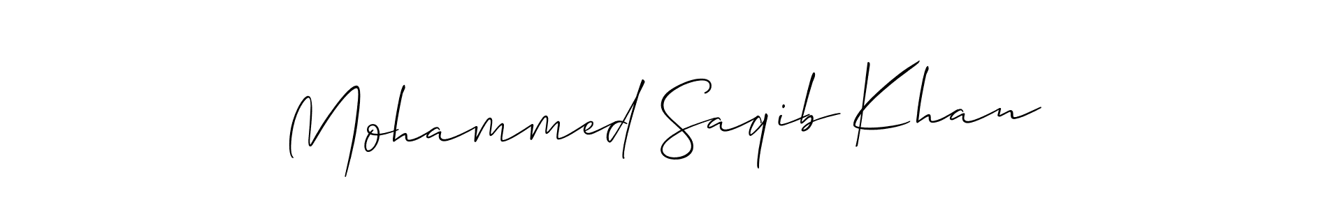 Allison_Script is a professional signature style that is perfect for those who want to add a touch of class to their signature. It is also a great choice for those who want to make their signature more unique. Get Mohammed Saqib Khan name to fancy signature for free. Mohammed Saqib Khan signature style 2 images and pictures png