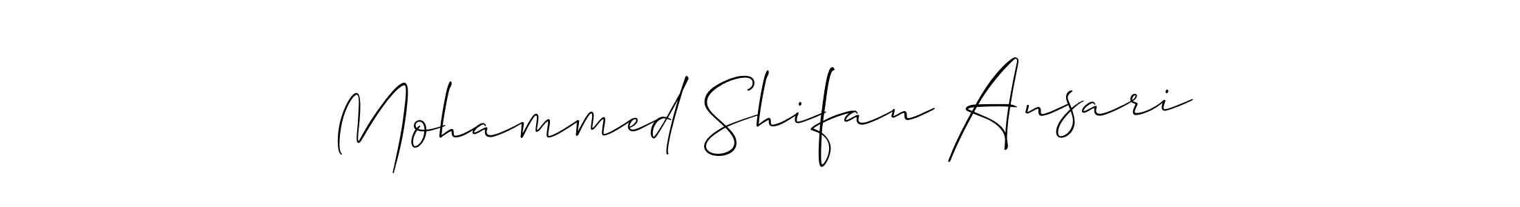 The best way (Allison_Script) to make a short signature is to pick only two or three words in your name. The name Mohammed Shifan Ansari include a total of six letters. For converting this name. Mohammed Shifan Ansari signature style 2 images and pictures png