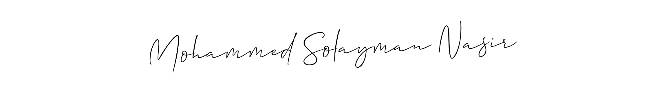 The best way (Allison_Script) to make a short signature is to pick only two or three words in your name. The name Mohammed Solayman Nasir include a total of six letters. For converting this name. Mohammed Solayman Nasir signature style 2 images and pictures png