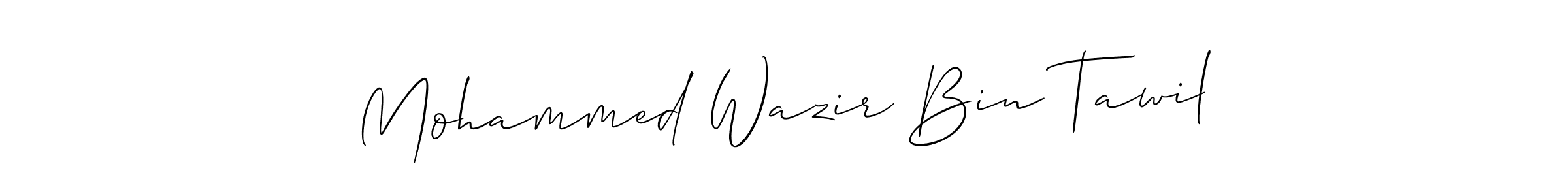 Use a signature maker to create a handwritten signature online. With this signature software, you can design (Allison_Script) your own signature for name Mohammed Wazir Bin Tawil. Mohammed Wazir Bin Tawil signature style 2 images and pictures png