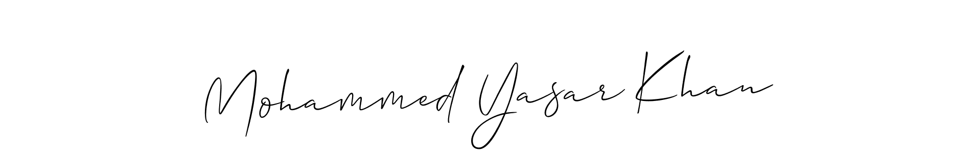 You should practise on your own different ways (Allison_Script) to write your name (Mohammed Yasar Khan) in signature. don't let someone else do it for you. Mohammed Yasar Khan signature style 2 images and pictures png