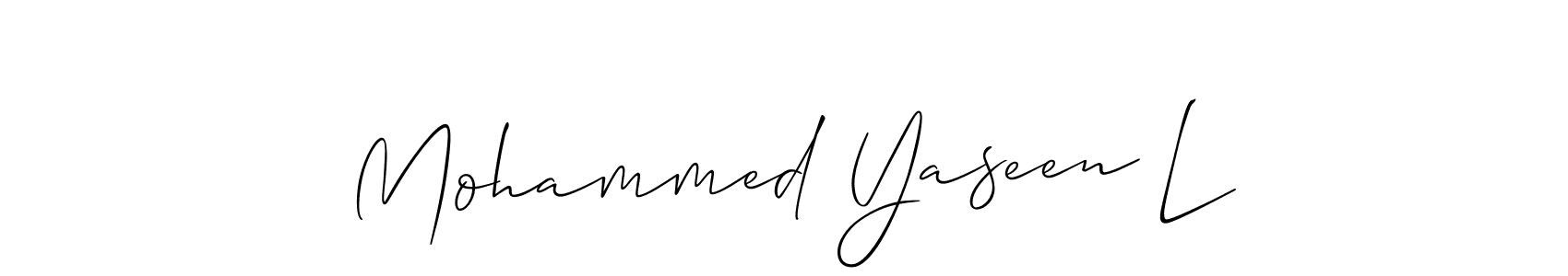 Create a beautiful signature design for name Mohammed Yaseen L. With this signature (Allison_Script) fonts, you can make a handwritten signature for free. Mohammed Yaseen L signature style 2 images and pictures png