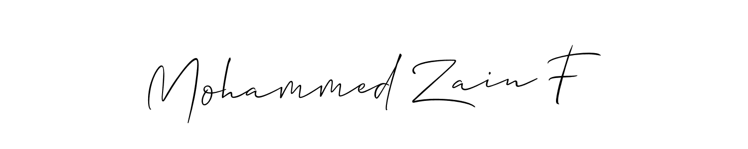 Make a beautiful signature design for name Mohammed Zain F. With this signature (Allison_Script) style, you can create a handwritten signature for free. Mohammed Zain F signature style 2 images and pictures png